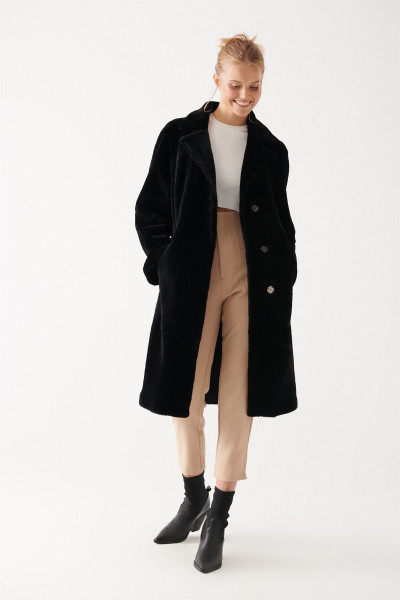 Matilda, schwarz Lammfellmantel Damen