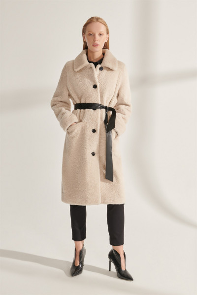 Harriet, creme Lammfellmantel Damen
