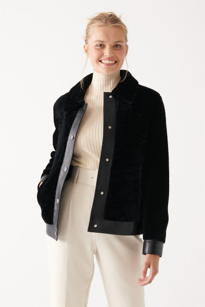 Zoe, schwarz Lammfelljacke Damen
